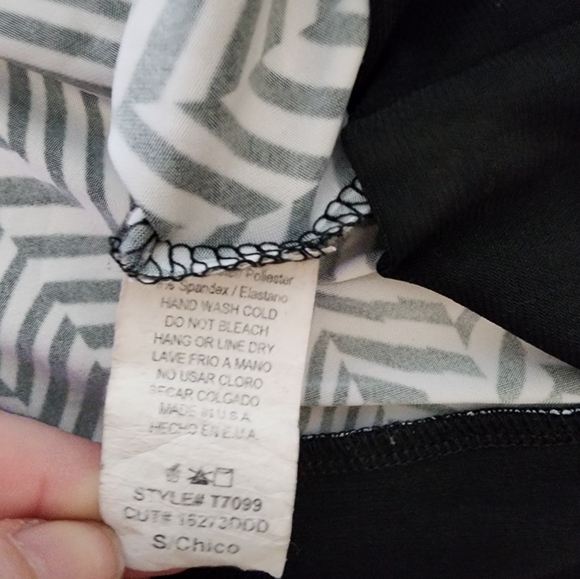 Black/White Chevron Babydoll Top, Women's S - Picture 7 of 9